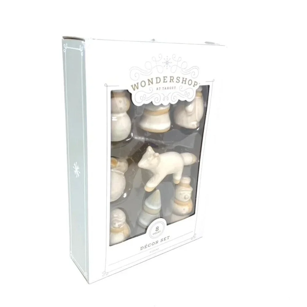Target 8 Pack Ceramic White Christmas Set - Wondershop™ Tabletop Decor Nature